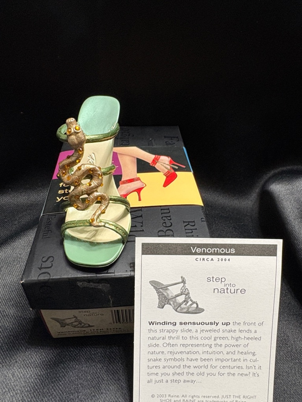 Just The Right Shoe Green Heels with Jeweled Snake - Picture 4 of 5